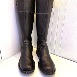 BORN Women's Brown Leather Tall Knee High Riding Boots Size 9.5 M / 41 Buckle